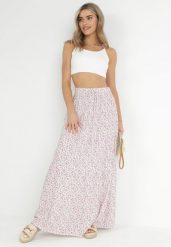 Biała Bawełniana Spódnica Maxi w Kwiatki Amelix. Białe spódniczki damskie Born2be, m, z aplikacjami, z bawełny, maxi. Za 54.99 zł.
