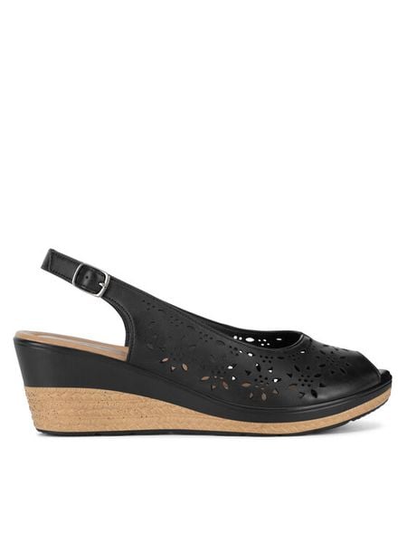 Lasocki Sandały EST-LIWIA-03 Czarny. Czarne sandały damskie Lasocki, bez wzorów, ze skóry, bez obcasa, na koturnie. Za 159.99 zł.