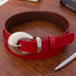 Pasek skórzany BELTIMORE r.80-95 cm O01 czerwony. Czerwone paski damskie bez wzorów. Za 49.99 zł.