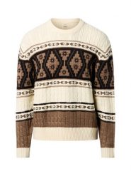 Redefined Rebel Męski sweter z dzianiny - RRHenson Mężczyźni Sztuczne włókno biały|brązowy|wielokolorowy wzorzysty, XXL. Białe swetry męskie Redefined Rebel, m, bez wzorów, z dzianiny, bez kołnierzyka. Za 249.95 zł.