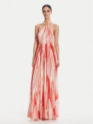 Elisabetta Franchi Sukienka letnia ABR4752E2 CP9 Czerwony Regular Fit. Czerwone sukienki damskie Elisabetta Franchi, na lato, bez wzorów, z syntetyku, bez kołnierzyka, bez ramiączek. Za 3,399.00 zł.