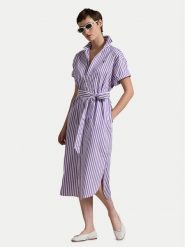 Polo Ralph Lauren Sukienka koszulowa 211959911002 Fioletowy Regular Fit. Fioletowe sukienki damskie Polo Ralph Lauren, m, bez wzorów, z bawełny, bez kołnierzyka, bez ramiączek, koszulowe. Za 849.99 zł.