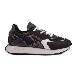 Buty Sportowe Sneakersy Męskie Memory Foam System Big Star NN174347 Czarne. Czarne buty sportowe na co dzień męskie ze skóry, bez zapięcia. Za 361.10 zł.