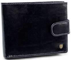 Portfel męski skórzany N992L-RVT BLACK. Czarne portfele męskie ROVICKY, bez wzorów. Za 77.99 zł.