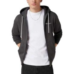 Bluza Rozpinana Męska Logo. Szare bluzy z kapturem męskie CHAMPION, m, z bawełny. Za 199.00 zł.