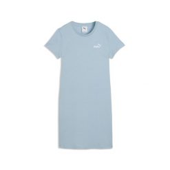 Damska sukienka o wąskim kroju z małym logo No. 1 ESS PUMA. Białe sukienki damskie Puma, bez wzorów, eleganckie, bez kołnierzyka, bez ramiączek, sportowe. Za 179.00 zł.