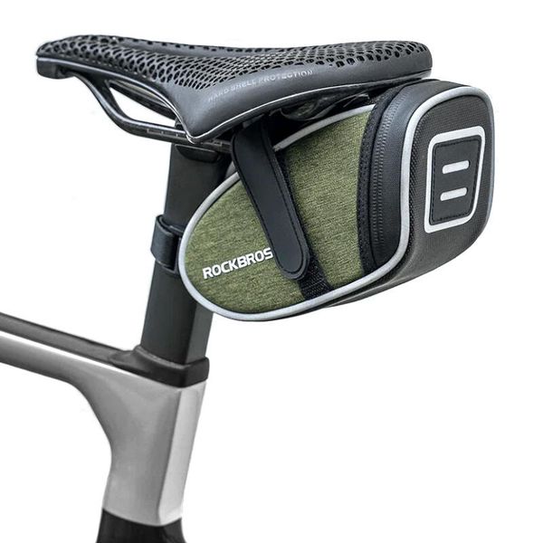 Torba rowerowa pod siodełko Rockbros C52 sztywna. Zielone torebki klasyczne damskie ROCKBROS, bez wzorów, z materiału, bez dodatków. Za 69.99 zł.