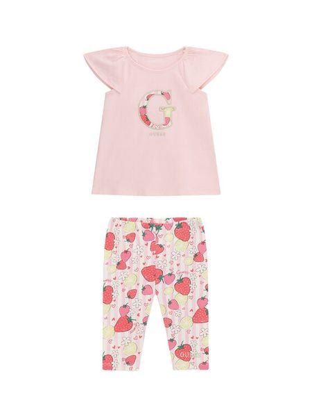 Guess Komplet t-shirt i legginsy K6GG01 K6YW4 Różowy Regular Fit. Czerwone koszulki dziewczęce Guess, z aplikacjami, z bawełny, bez ramiączek. Za 209.99 zł.