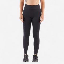 Legginsy do biegania damskie Kiprun Run 500 Comfort. Czarne legginsy damskie KIPRUN, l, bez wzorów, z elastanu. Za 99.99 zł.
