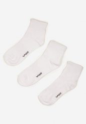 Białe Bawełniane Skarpety za Kostkę 3 Pack Foliane. Białe skarpetki męskie Born2be, bez wzorów, z bawełny. Za 19.99 zł.