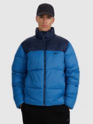 4F Kurtka puchowa z wypełnieniem syntetycznym męska - granatowa L. Niebieskie kurtki męskie 4f, na zimę, l, bez wzorów, z materiału, bez kaptura. Za 349.99 zł.