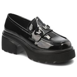 Czarne Półbuty Artiker Eleganckie Obuwie Damskie. Czarne półbuty damskie Artiker, z aplikacjami, ze skóry, eleganckie, bez obcasa. Za 259.00 zł.