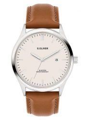 S.Oliver Zegarek kwarcowy w kolorze srebrno-jasnobrązowo-kremowym rozmiar: onesize. Brązowe, analogowe zegarki męskie S.Oliver, metalowe. Za 152.99 zł.