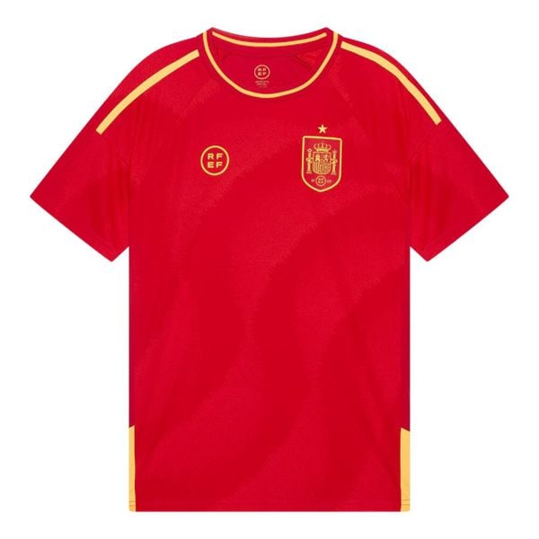 Koszulka piłkarska dla dorosłych Hiszpania. Czerwone t-shirty sportowe męskie REAL FEDERACIÓN ESPAÑOLA DE FÚTBOL, m, z materiału, bez ramiączek, do piłki nożnej. Za 194.99 zł.