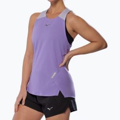 Koszulka do biegania damska Mizuno Tech Light Tank. Fioletowe t-shirty damskie Mizuno, l, bez wzorów, z materiału, bez kołnierzyka. Za 159.99 zł.