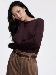 Sweter z wełną i modalem - brązowy. Brązowe swetry klasyczne damskie Reserved, l, z dzianiny, bez kołnierzyka. Za 119.99 zł.