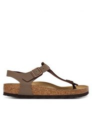 Birkenstock Sandały 147131 Brązowy. Brązowe sandały damskie Birkenstock, bez wzorów, ze skóry, bez obcasa, na płaskiej podeszwie. Za 469.99 zł.
