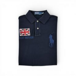 Second life - Koszulka polo męska z krótkim rękawem granatowa - Jak nowy. Niebieskie koszulki polo męskie Ralph Lauren, m, bez wzorów, bez ramiączek. Za 152.24 zł.