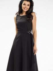 Sukienka Model A633 Black - awama. Czarne sukienki damskie Awama, na spotkanie biznesowe, l, bez wzorów, z elastanu, eleganckie, bez kołnierzyka, plus size, bez ramiączek, midi, dopasowane. Za 274.07 zł.