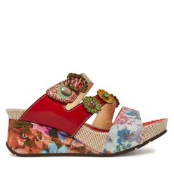 Klapki Laura Vita. Czerwone klapki damskie Laura Vita, bez wzorów, bez obcasa. Za 259.99 zł.