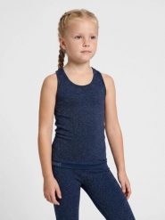 Koszulka dla dziewczynki Hummel Glitter. Niebieskie koszulki dziewczęce HUMMEL, bez wzorów, z dzianiny, bez ramiączek. Za 149.00 zł.