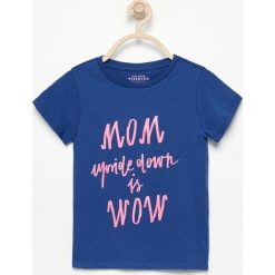 T-shirt z napisem - Niebieski. Niebieskie koszulki dziewczęce Reserved, l, bez wzorów, bez kołnierzyka. Za 49.99 zł.