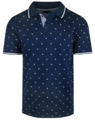 Koszulka Polo - Pako Jeans - Granatowa, Drobny Wzór. Niebieskie koszulki polo męskie Pako Jeans, m, bez wzorów, z bawełny, bez ramiączek. Za 119.00 zł.