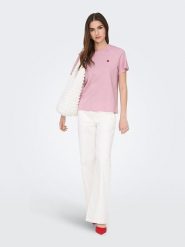 JDY Koszulka "Pisa" w kolorze jasnoróżowym rozmiar: XXL. Różowe bluzki damskie JDY, xxl, bez wzorów, z bawełny, bez kołnierzyka. Za 61.75 zł.