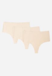 Beżowe 3-Pack Majtki Bezszwowe Typu Stringi High Waist Cinossa. Brązowe stringi damskie Renee, l, bez wzorów, z satyny. Za 49.99 zł.