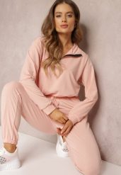 Różowy 2-częściowy Komplet Dresowy ze Spodniami i Bluzą Erassi. Czerwone bluzy bez kaptura damskie Renee, xl, z dresówki. Za 69.99 zł.