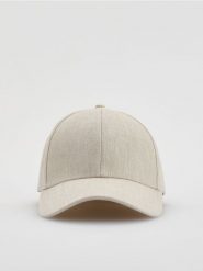 Lniana czapka baseball - beżowy. Brązowe czapki męskie Reserved, bez wzorów. Za 79.99 zł.