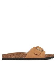 JENNY Klapki LB-P1598-YLD Brązowy. Brązowe klapki damskie Jenny, bez wzorów, z materiału, bez obcasa. Za 99.99 zł.