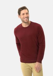 Gładka bluza B-ANDY. Czerwone bluzy bez kaptura męskie Volcano, m, z bawełny. Za 139.99 zł.