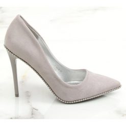 Czółenka na szpilce szare P-6378 Grey. Szare czółenka damskie ButyModne, bez wzorów, z materiału, bez obcasa, na szpilce. W wyprzedaży za 79.00 zł.