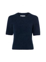 Samsøe Samsøe sweter z krótkim rękawem wykonany z wełny alpaki - Sajeanne Kobiety niebieski, XL. Niebieskie swetry klasyczne damskie Samsoe & Samsoe, xl, z wełny, bez kołnierzyka. Za 379.95 zł.