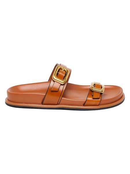 Steve Madden Skórzane klapki w kolorze jasnobrązowym rozmiar: 38. Brązowe klapki damskie Steve Madden, bez wzorów, bez obcasa. Za 229.95 zł.