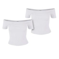 Top Na Ramiączkach Z Organicznej Bawełny W Prążki Dla Kobiet (zestaw 2 Sztuk). Białe topy damskie Urban Classics, l, bez wzorów, z bawełny, bez kołnierzyka. Za 85.99 zł.