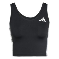 Damski crop top adidas Essentials 3-Stripes. Białe topy sportowe damskie Adidas, l, bez wzorów, z materiału, bez ramiączek. Za 141.35 zł.