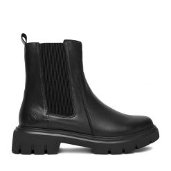 Botki Remonte. Czarne botki damskie Remonte, bez obcasa, na płaskiej podeszwie, bez zapięcia. Za 389.99 zł.