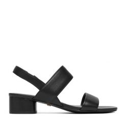 Sandały GINO ROSSI. Czarne sandały damskie Gino Rossi, bez wzorów, bez obcasa, na słupku. Za 299.99 zł.