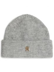 Tommy Hilfiger Czapka AW0AW16628 Szary. Szare czapki zimowe damskie Tommy Hilfiger, z materiału. Za 279.99 zł.