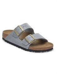 Birkenstock Skórzane klapki "Arizona" w kolorze szarym rozmiar: 35. Szare klapki damskie Birkenstock, bez wzorów, bez obcasa. Za 445.44 zł.