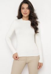 Biały Sweter z Długim Rękawem Emmella. Białe swetry klasyczne damskie Born2be, l, bez kołnierzyka. Za 39.99 zł.
