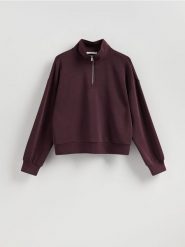 Bluza z zamkiem - ciemnofioletowy. Fioletowe bluzy bez kaptura damskie Reserved, l, z dzianiny. Za 129.99 zł.