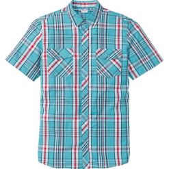 Koszula z krótkim rękawem Regular Fit bonprix zieleń morska w kratę. Zielone koszule męskie bonprix, m, bez wzorów, bez kołnierzyka, bez ramiączek. Za 74.99 zł.
