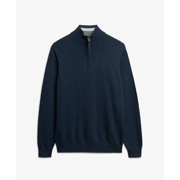 Czarny sweter z kołnierzem typu "camionneur" Superdry Essentials. Niebieskie swetry męskie Superdry., s, bez wzorów, z bawełny, bez kołnierzyka. Za 339.10 zł.