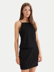 Calvin Klein Jeans Top Ponte LV044F206G Czarny Slim Fit. Czarne topy damskie Calvin Klein Jeans, s, bez wzorów, z jeansu, bez kołnierzyka. Za 249.99 zł.