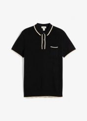 Koszulka polo z dzianiny, regular fit. Niebieskie koszulki polo męskie bonprix, m, bez wzorów, z dzianiny, bez ramiączek. Za 89.99 zł.