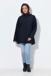 Damskie Kurtka softshell HYPRAR wodoodporna trapezowy krój kaptur. Niebieskie kurtki damskie Ulla Popken, plus size, bez wzorów, z dżerseju, z kapturem. Za 599.99 zł.
