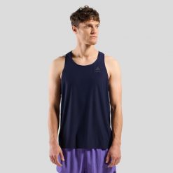 Koszulka bez rękawów męska Odlo Zeroweight Chill-Tec Running Tank 2.0. Niebieskie t-shirty sportowe męskie Odlo, na zimę, l, z materiału, bez ramiączek, do biegania. Za 127.49 zł.
